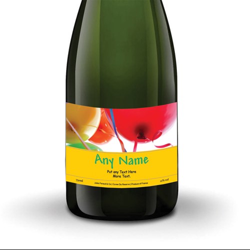 Personalised Champagne - Birthday Balloons Label - Delivered to Your Door